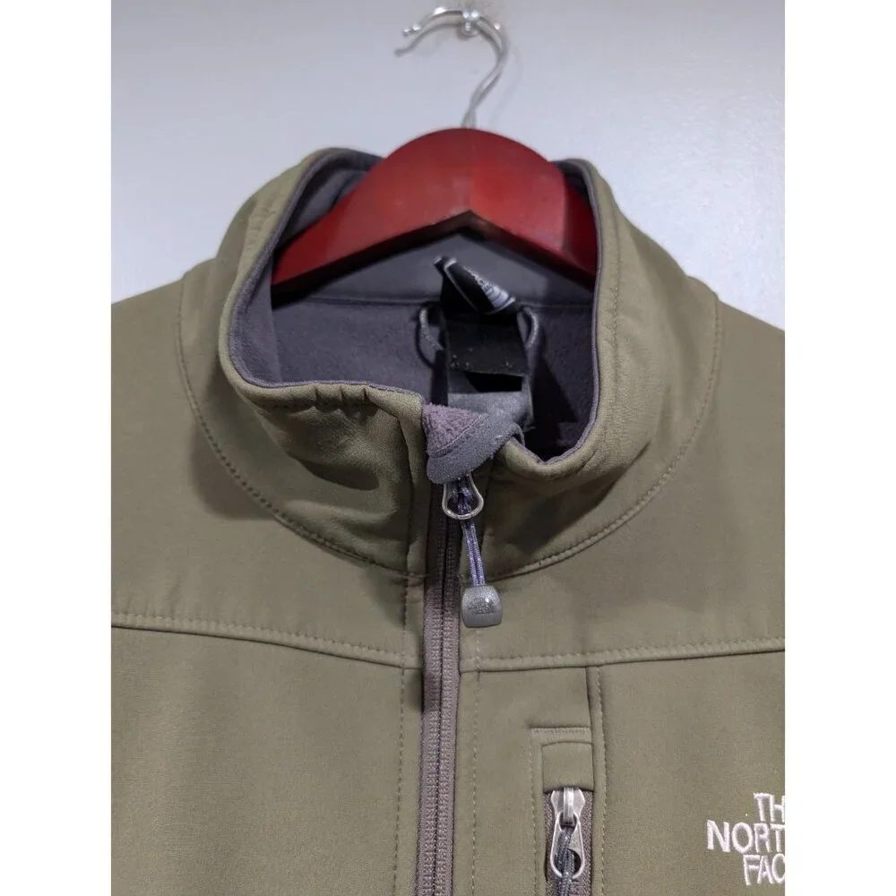 North Face Jacket Mens Sz L Apex Softshell Full Zip Fleece Lined Outdoors Green